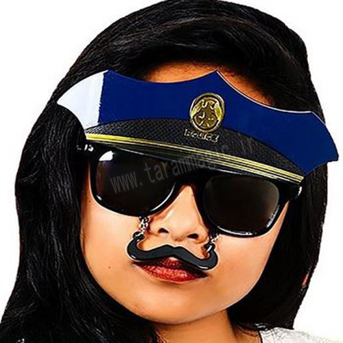 عینک فانتزی طرح پلیس سیبیل دار